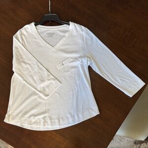 Chico's Classic White V-Neck Blouse